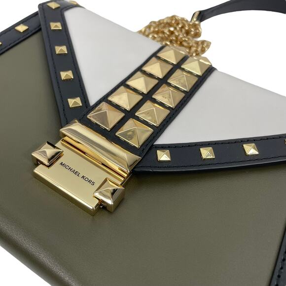 Michael Kors Whitney Studded Colorblock Leather Convertible Shoulder Bag - Picture 9 of 13